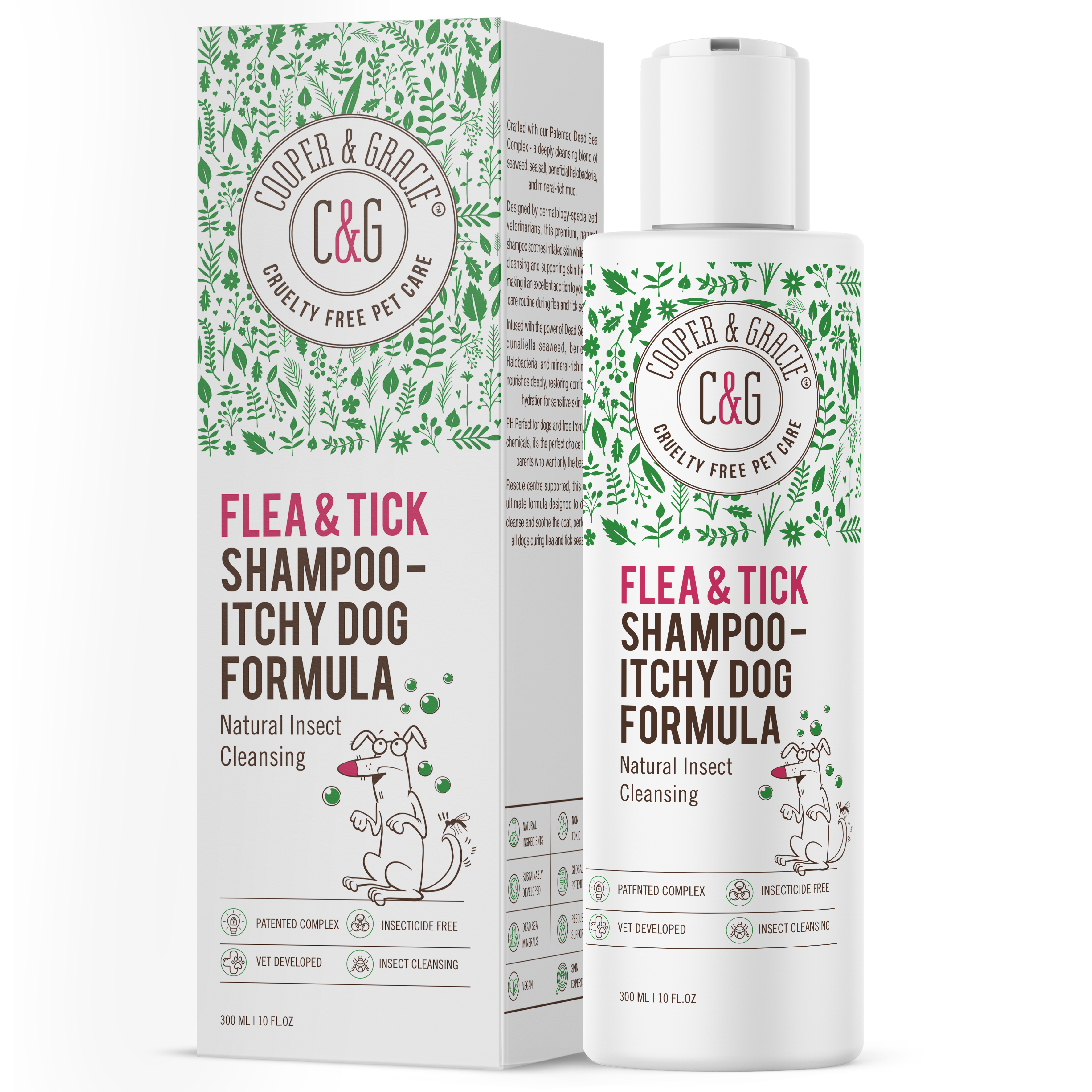 Dead Sea Itchy Dog Flea & Tick Shampoo – 300ml | Insecticide-Free, Vet-Developed Relief