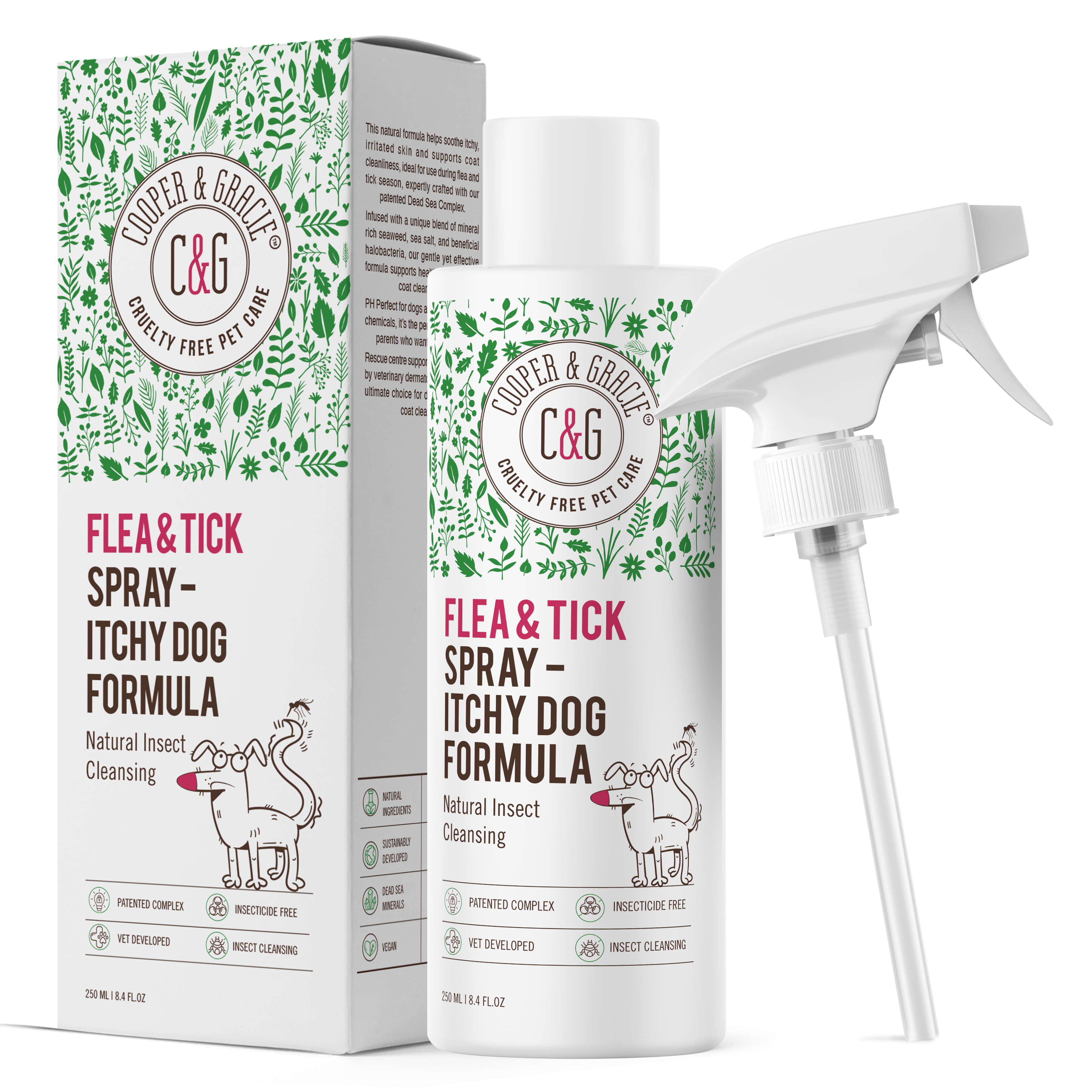Flea & Tick Dog Spray – Dead Sea Formula – 250ml