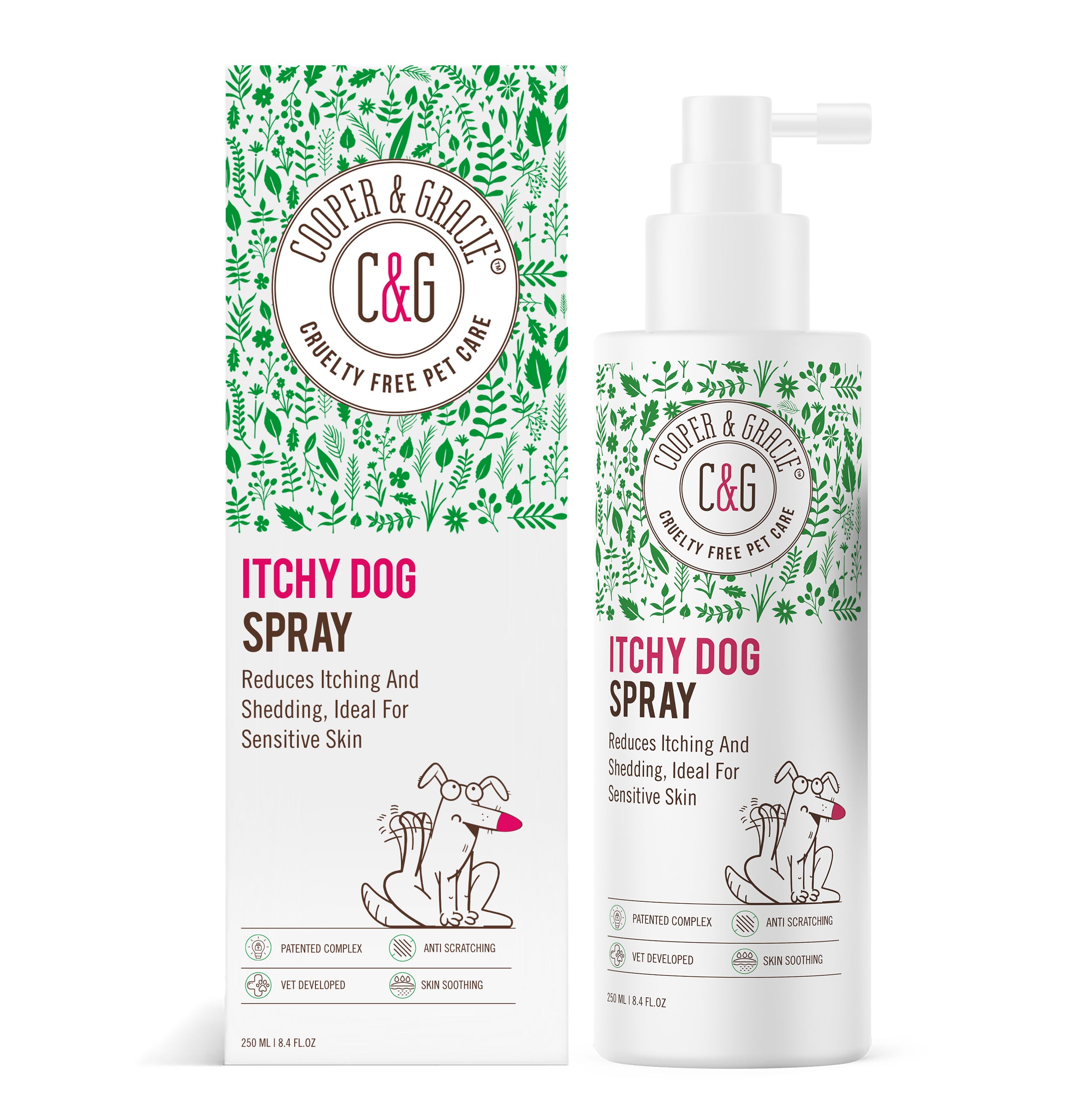 Dead Sea Anti-Bacterial & Anti-Fungal Dog Spray – 250ml – Soothes Itchy Skin Naturally US