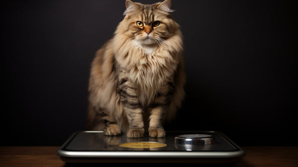 A cat standing on some scales