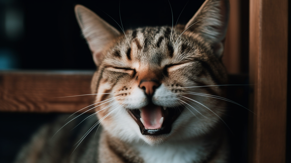 A happy cat with its tongue out