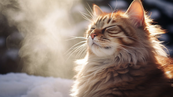 A cat breathing in cold air