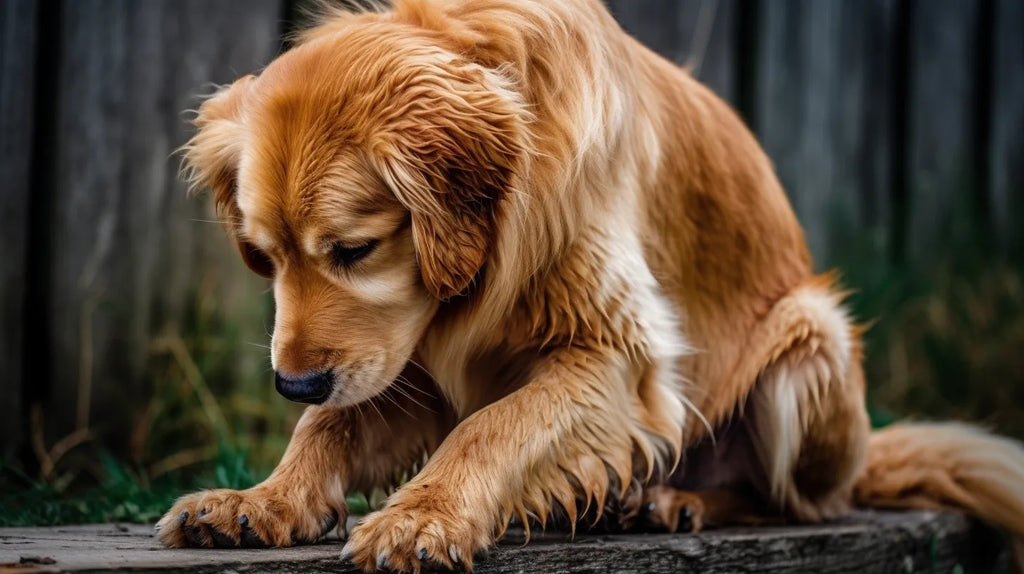 Dog biting herself shops