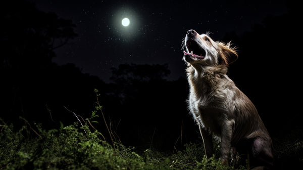 A dog barking at night