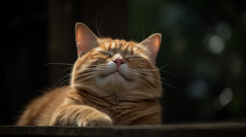 A happy cat basking in the sun
