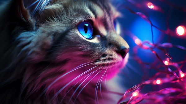 a photograph of a kitten with very vivid eye colour