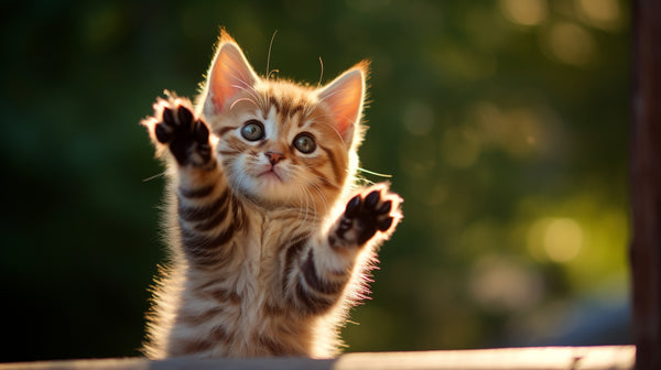 a cute kitten reaching out with it's paws