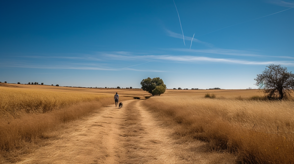 A dog walk on a hot summer's day