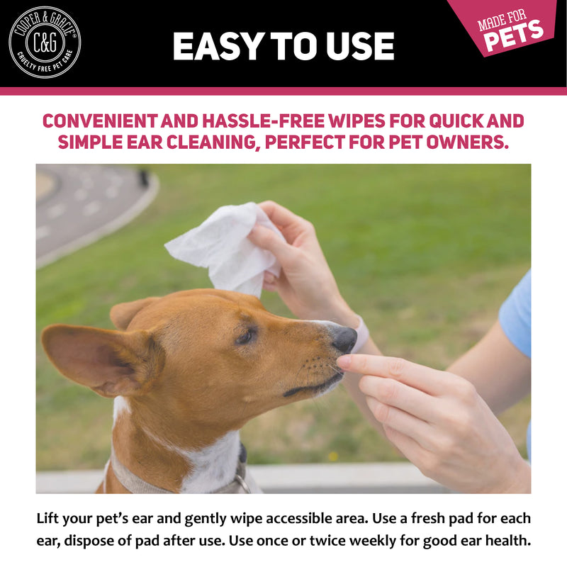 Anti Fungal Dog Ear Wipes - 100 Soothing Biodegradable Pet Ear Cleaning Wipes