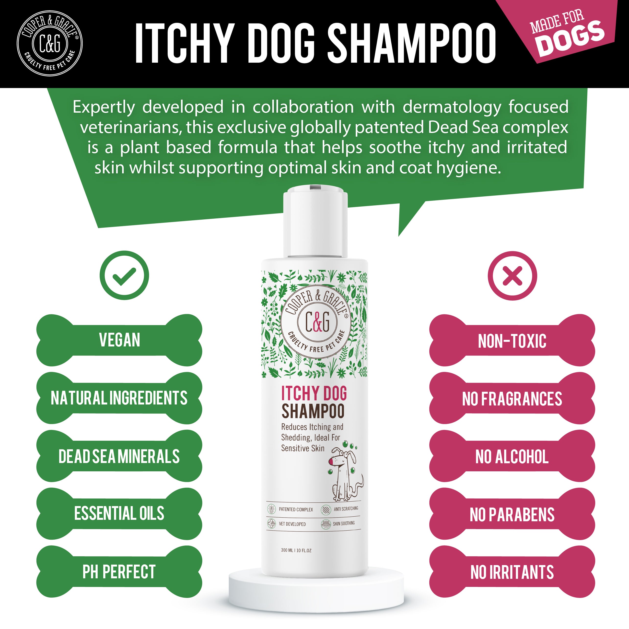 Dead Sea Itchy Dog Shampoo – 300ml | Anti-Itch, Antibacterial & Antifungal