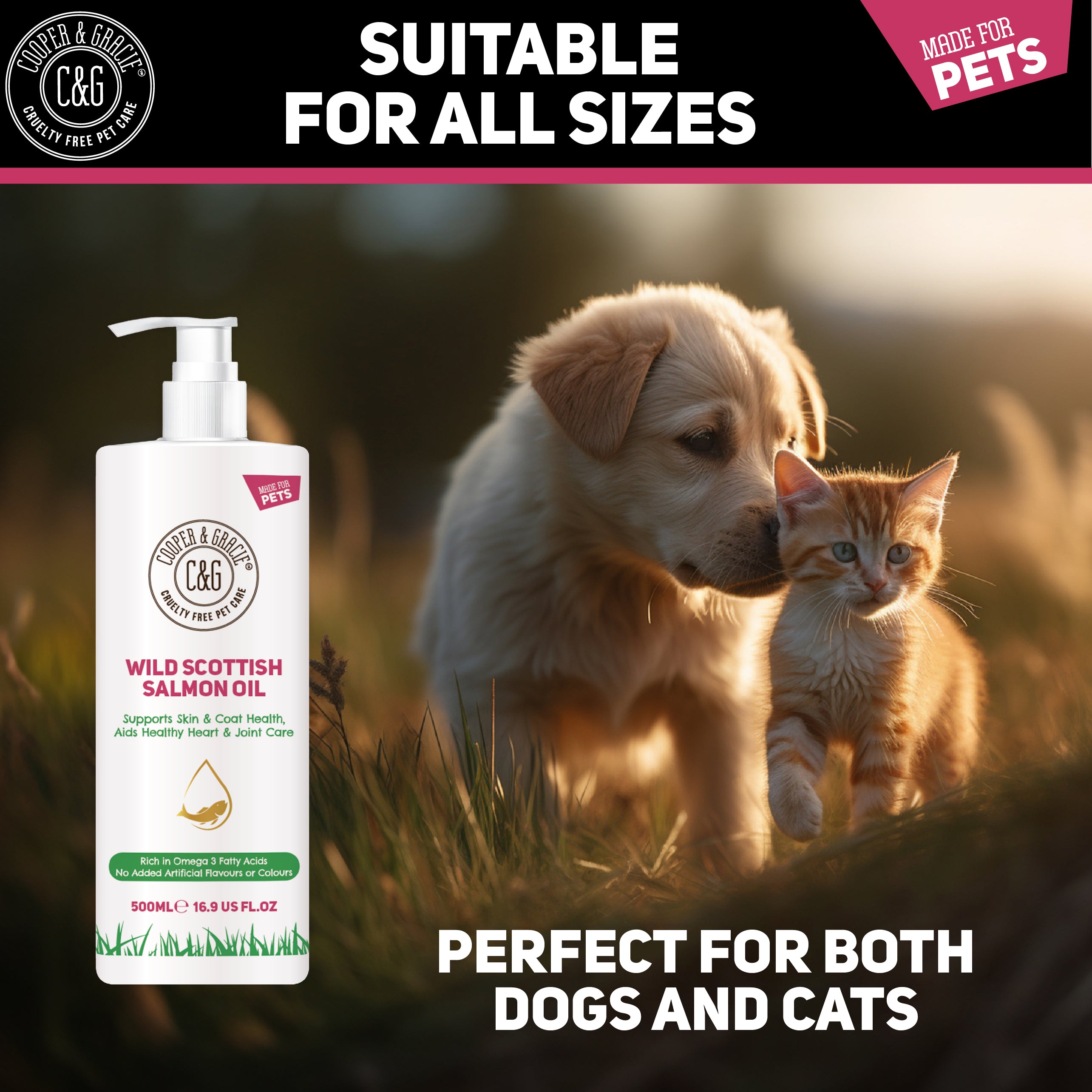 Wild Scottish Salmon Oil for Dogs, Puppy, Cats & Pets