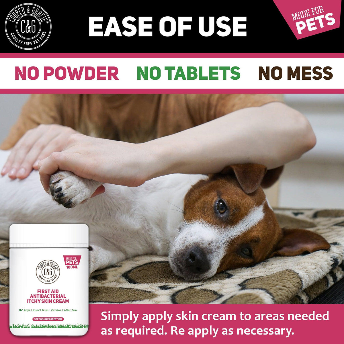 Antibacterial Itch Cream for Dogs Cats Cooper and Gracie