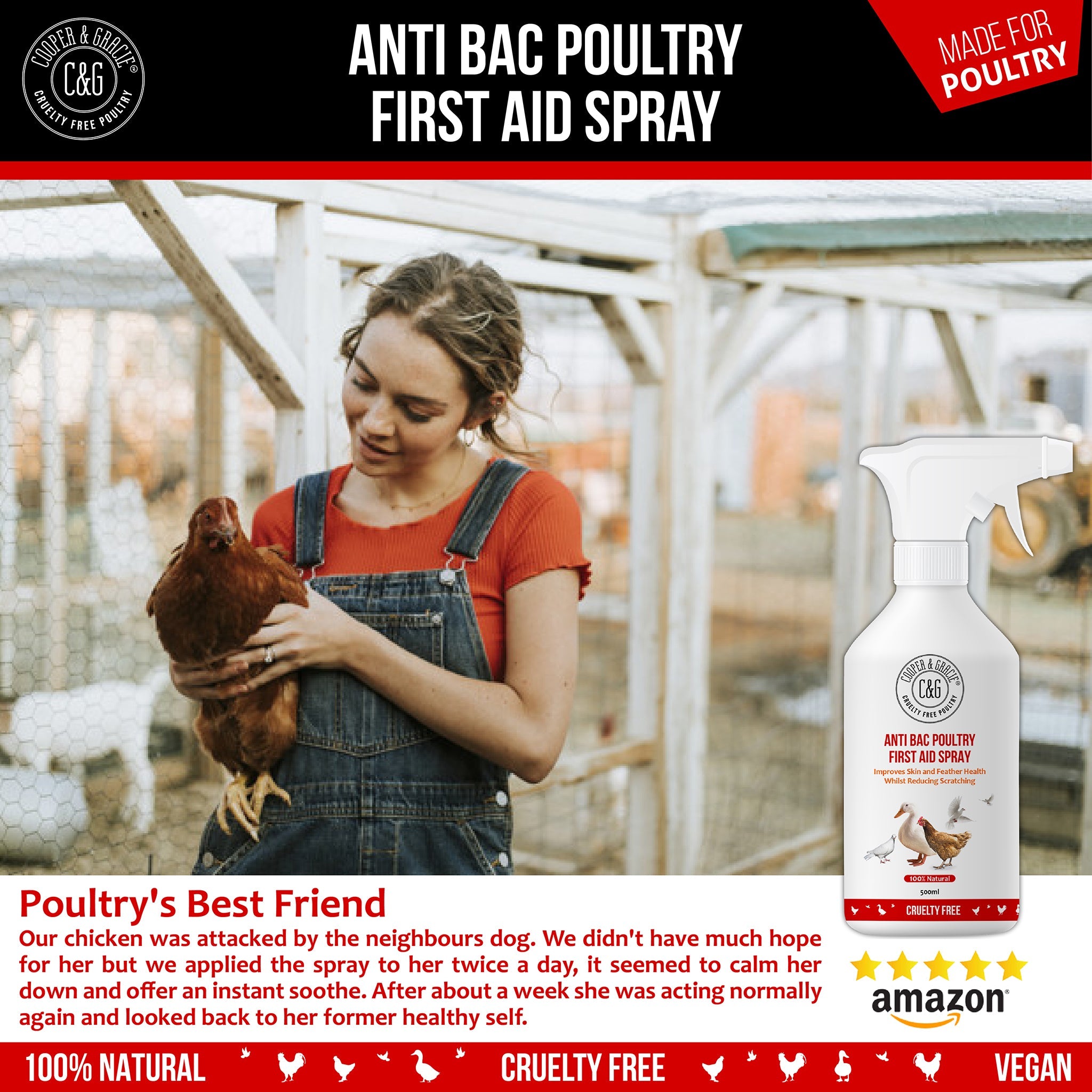 Anti-Bacterial First Aid Spray for Chickens and Poultry - Cooper & Gracie™ Limited 