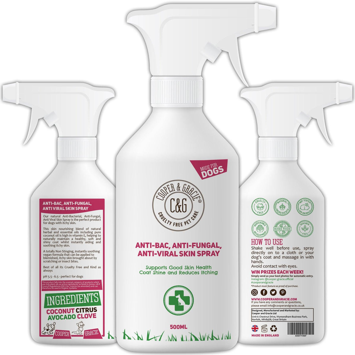 Anti Bacterial Anti Itch Spray for Dogs Cooper and Gracie