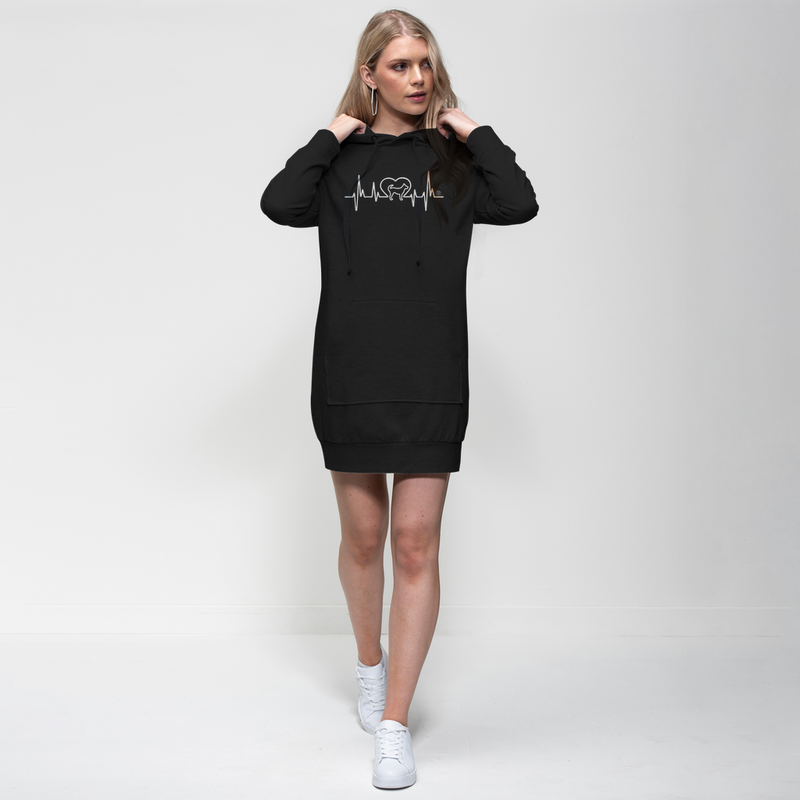 Heartbeat with Dog - Premium Adult Hoodie Dress - Cooper & Gracie™ Limited 