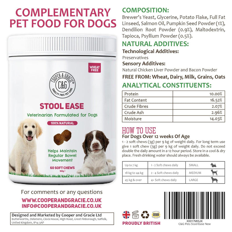 Stool Ease for Dogs 60 Soft Chews - Cooper & Gracie™ Limited
