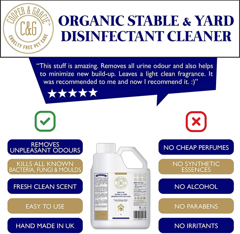 Organic Stable & Yard Cleaner 1 Litre With Plant Derivatives Safe Around Equine And Removes Unpleasant Odour (4606808129591)